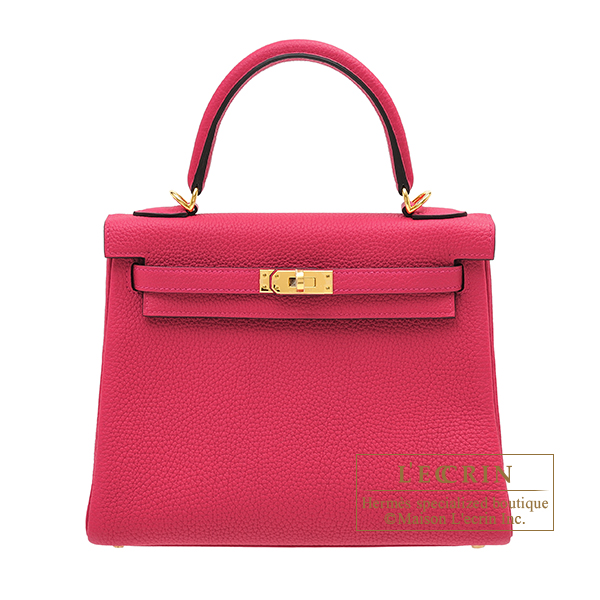 Hermes　Kelly bag 25　Retourne　Framboise　Togo leather　Gold hardware