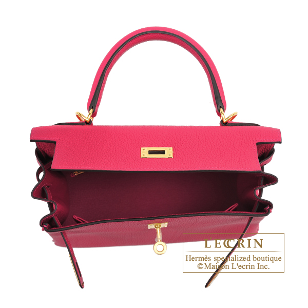 HERMES KELLY 25 FRAMBOISE PINK TOGO LEATHER GOLD HARDWARE 2020 – Lux Addicts