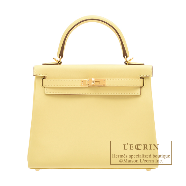 Hermes Kelly Retourne 25 Jaune Ambre Swift Gold Hardware