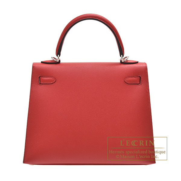 Hermes Kelly 25 Retourne Bag Rouge Piment Swift Red Leather Phw