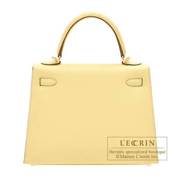 Hermes Kelly bag 25 Sellier Jaune poussin Epsom leather Gold hardware L ecrin Boutique Singapore