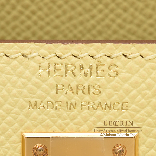 Hermès Kelly 25cm Sellier Veau Epsom 1Z Jaune Poussin Gold Hardware