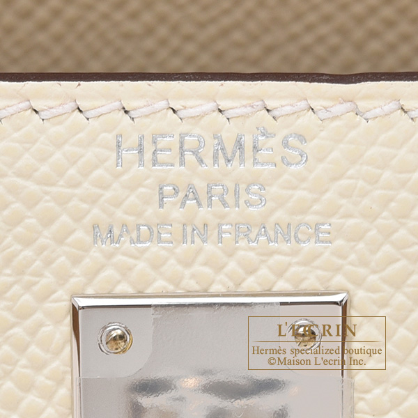 Hermes Kelly bag mini Tricolore Sellier Nata/Chai/Gris meyer Epsom leather  Silver hardware
