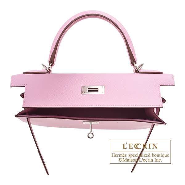 Hermes Kelly bag 25 Sellier Mauve sylvestre Epsom leather Silver