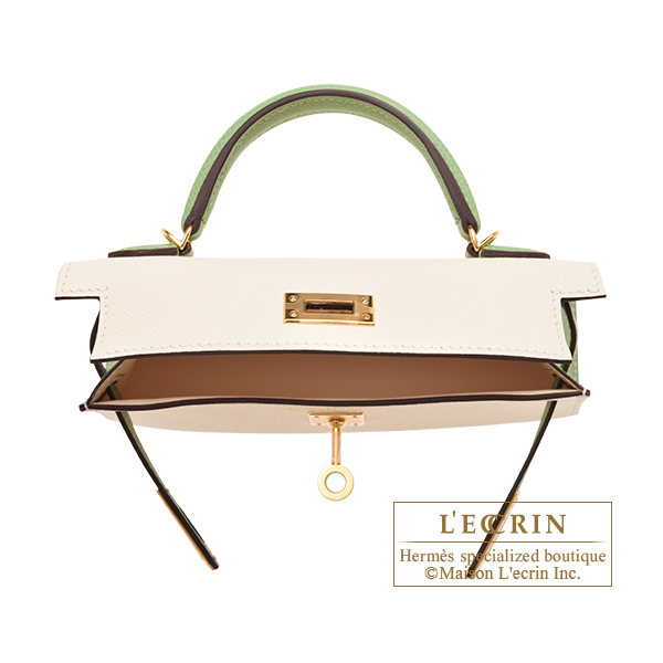 Hermes Kelly Mini Sellier Bag 20 Bi-Color Gold/Nata Epsom Leather