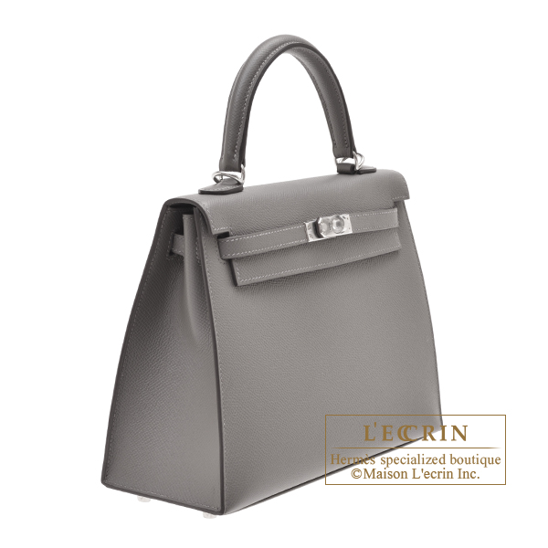 Hermes Gris Meyer Sellier Birkin 25 Handbag