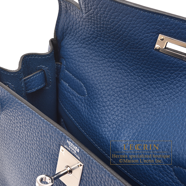 Hermes Kelly Ado PM Deep blue Clemence leather Silver hardware