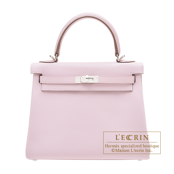 Hermes　Kelly bag 25　Retourne　Mauve pale　Swift leather　Silver hardware