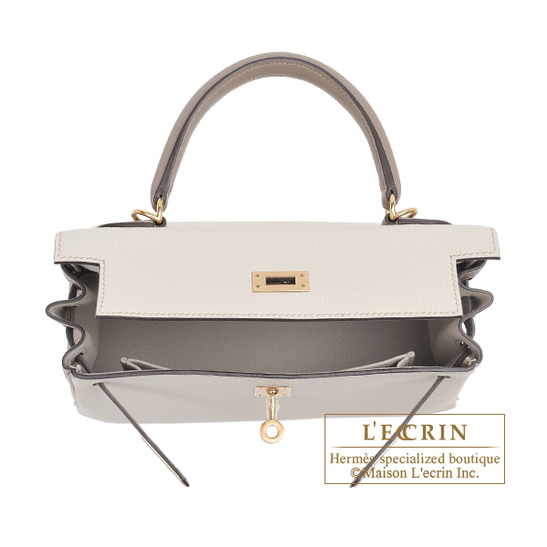 Hermes Kelly Retourne 25 Bag Beton Gold Hardware Togo Leather