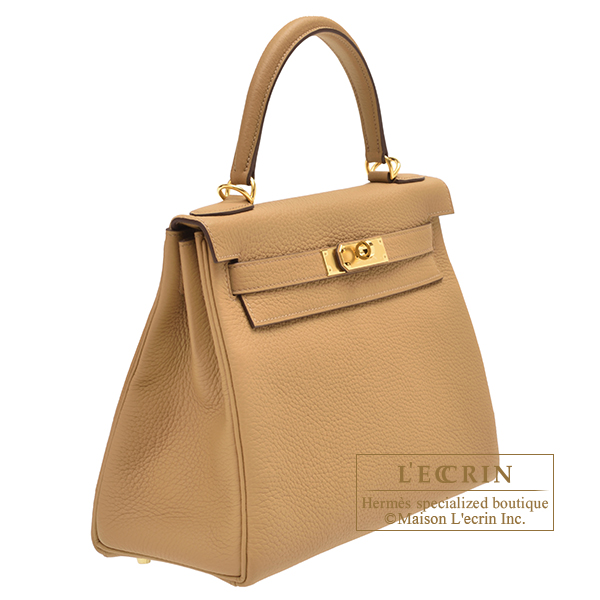 Hermes Kelly bag 28 Retourne Biscuit Clemence leather Gold hardware