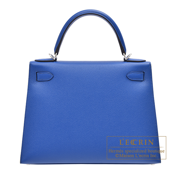 Hermes Kelly 32 blue ostrich leather bag