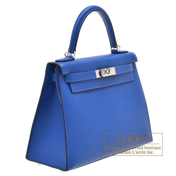 Hermes Kelly bag 28 Sellier Blue france Epsom leather Silver