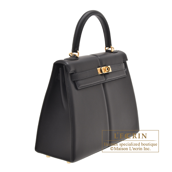 Hermes Kelly Padded bag 25 Sellier Black Swift leather Gold