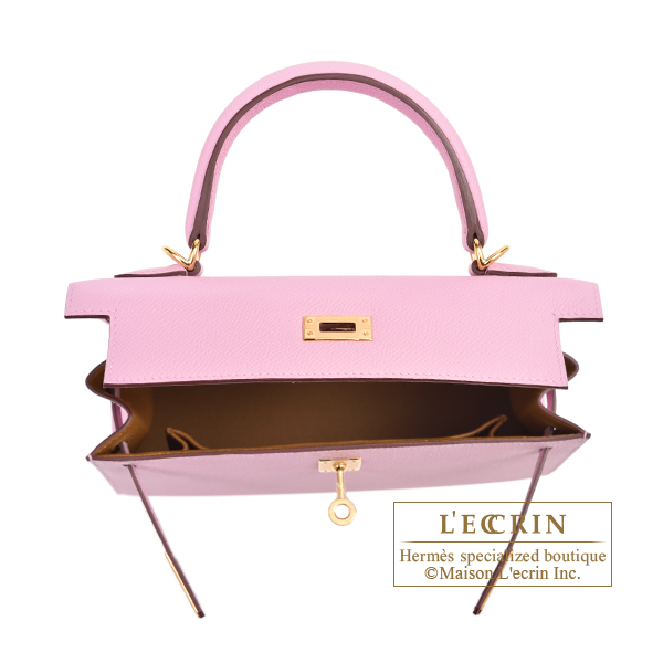 Hermes Kelly bag 25 Sellier Mauve sylvestre Epsom leather Silver