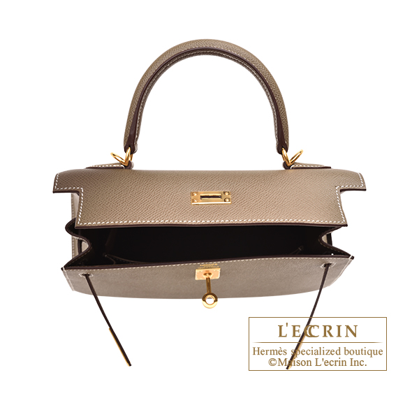 Hermes Kelly Bag Epsom Leather Gold Hardware In Grey