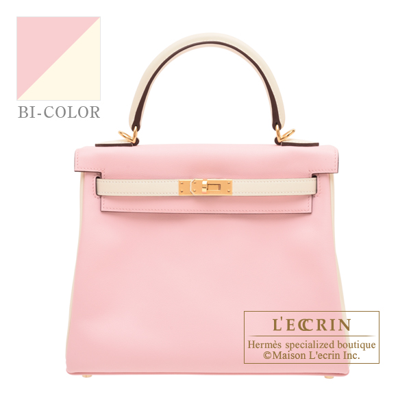 Hermes Personal Kelly bag 25 Retourne Rose sakura/ Nata Swift