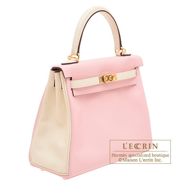 Hermes Personal Kelly bag 25 Retourne Rose sakura/ Nata Swift