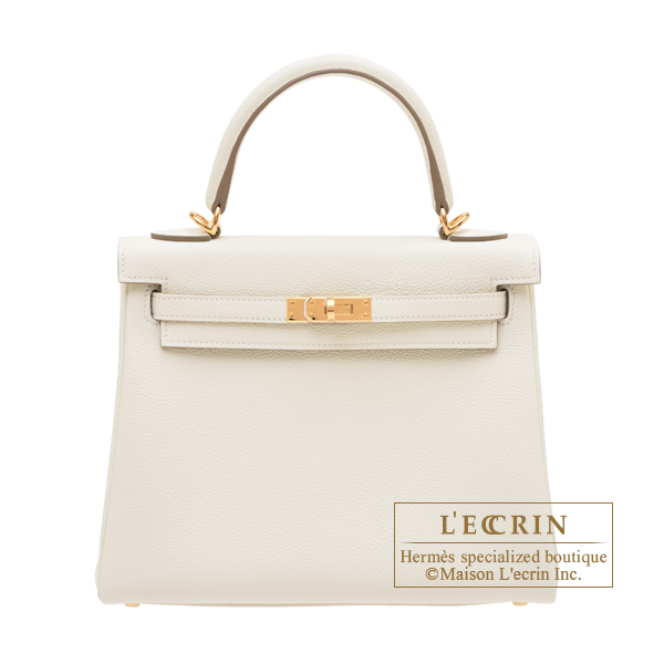 Hermes Kelly Retourne 25 Craie Togo Gold Hardware