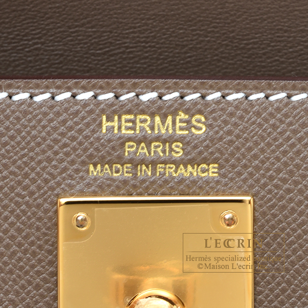 Hermes Kelly Elan Etoupe Veau Madame Gold Hardware • MIGHTYCHIC