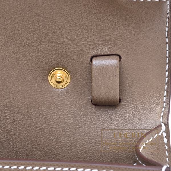 Hermès Kelly Elan In Etoupe Veau Madame Leather With Gold Hardware