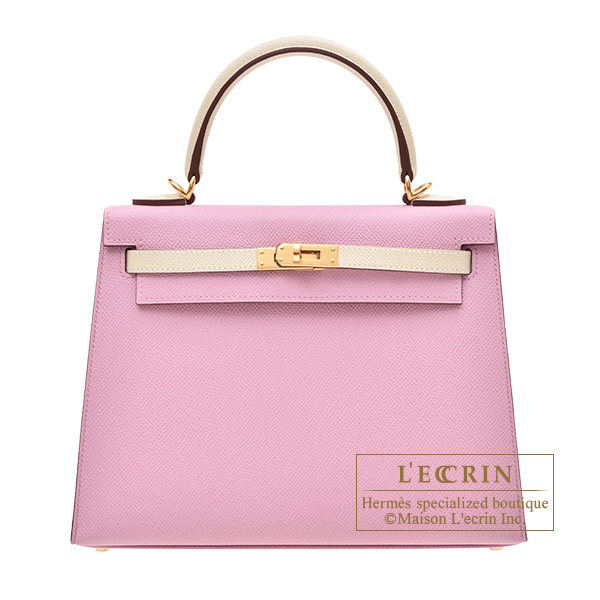 Hermes　Personal Kelly bag 25　Sellier　Mauve sylvestre/　Craie　Epsom leather　Gold hardware