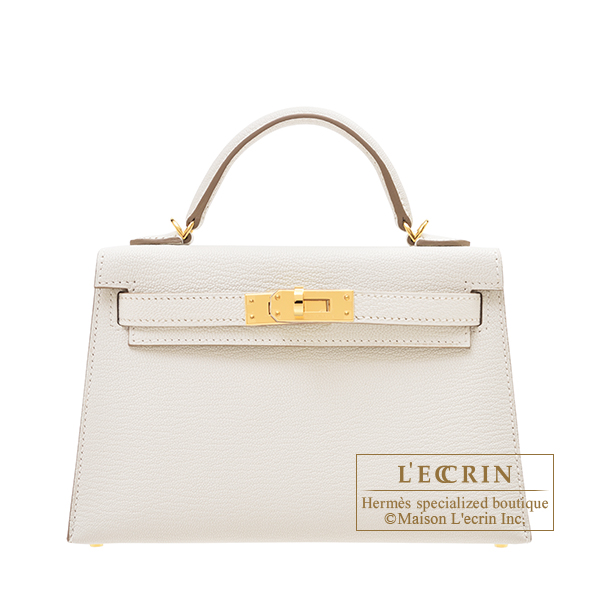 Hermes　Kelly bag mini　Sellier　Mushroom　Chevre myzore goatskin　Gold hardware