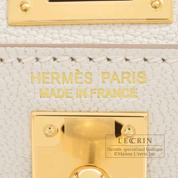 Hermes Kelly 20 Mini Sellier Bag Mushroom Chevre Leather Gold Hardware