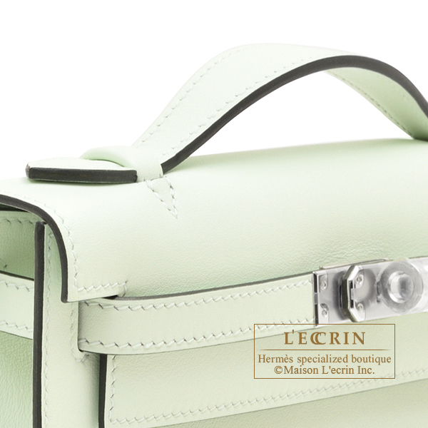 Hermes　Kelly pochette　Vert fizz　Swift leather　Silver hardware