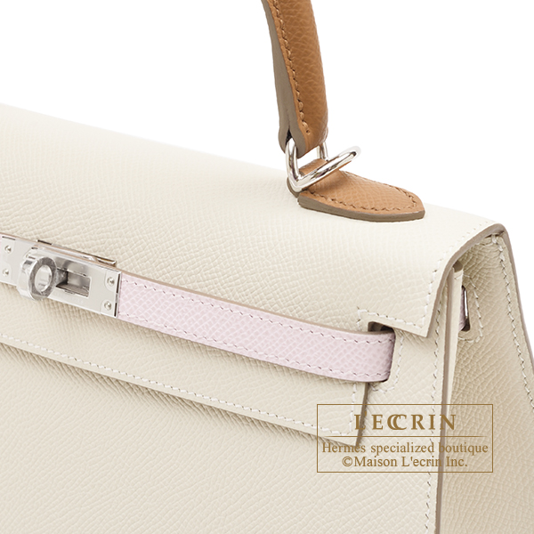 Hermes Kelly bag mini Tricolore Sellier Blue brume/Vert Jade/Gold Epsom  leather Silver hardware