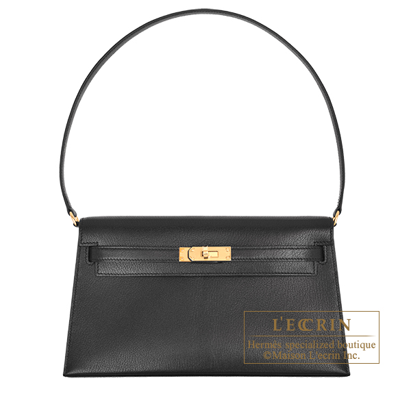 Hermes　Kelly Elan bag　Sellier　Black　Chevre chamkila goatskin　Gold hardware