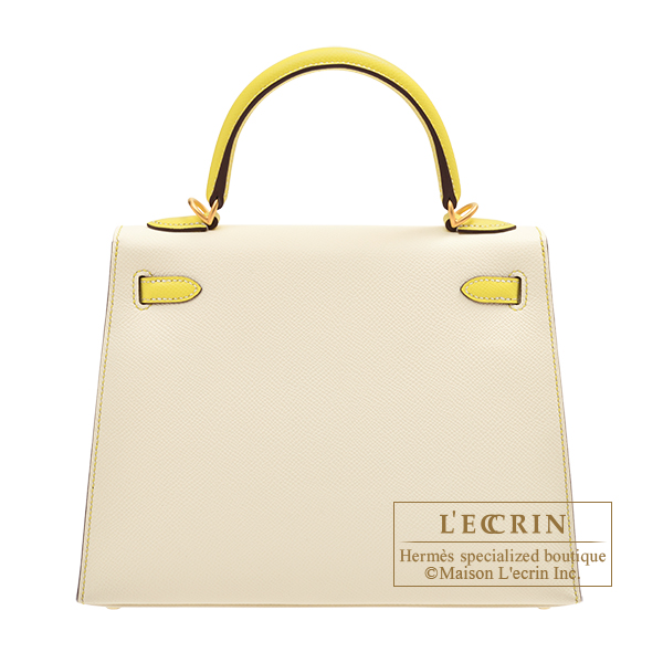 Hermes Personal Kelly bag mini Sellier Nata/Lime Epsom leather