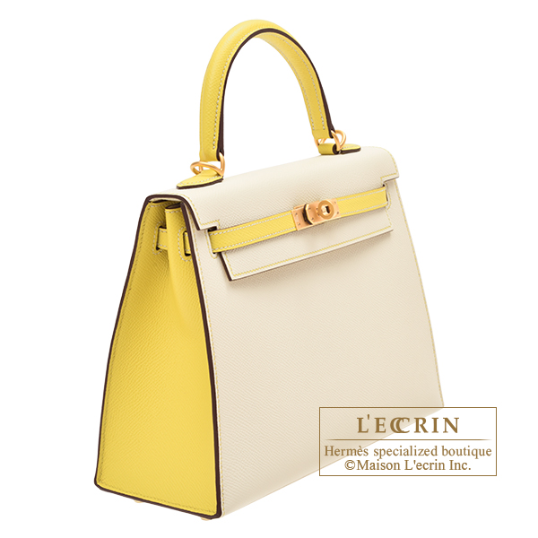 Hermes Kelly Sellier 25 Nata I2 Epsom Gold Hardware Handbag