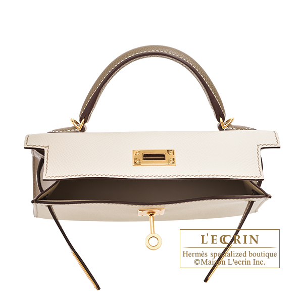 Hermes Personal Kelly bag mini Sellier Craie/Gold Epsom leather Gold  hardware