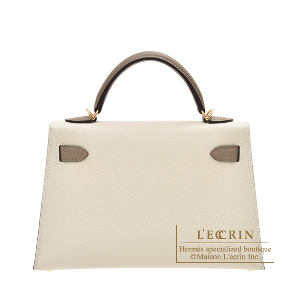 Hermes Personal Kelly bag mini Sellier Craie/Gris asphalt