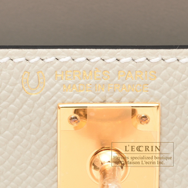 Hermes Personal Kelly bag mini Sellier Craie/Gris asphalt