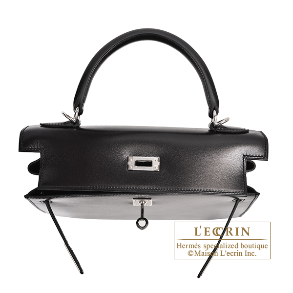 Hermes Kelly bag 25 Sellier Black Box calf leather Silver hardware