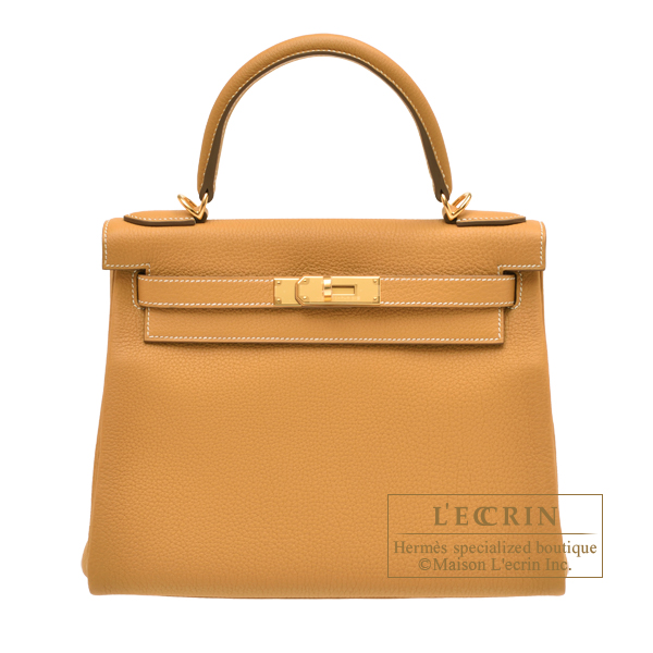 Hermes　Kelly bag 28　Retourne　Natural sable　Togo leather　Gold hardware