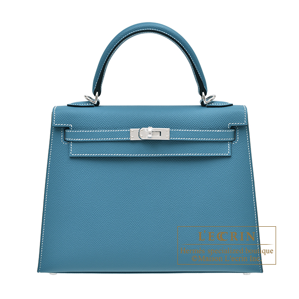 Hermes　Kelly bag 25　Sellier　New blue jean　Epsom leather　Silver hardware