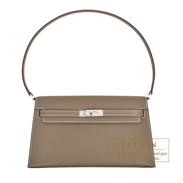 Hermes　Kelly Elan bag　Sellier　Etoupe grey　Madame leather　Silver hardware