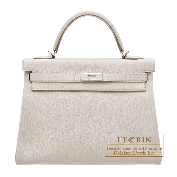 Hermes　Kelly bag 32　Retourne　Beton　Togo leather　Silver hardware