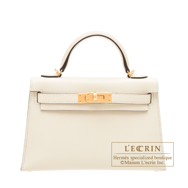 Hermes　Kelly bag mini　Sellier　Nata　Epsom leather　Gold hardware