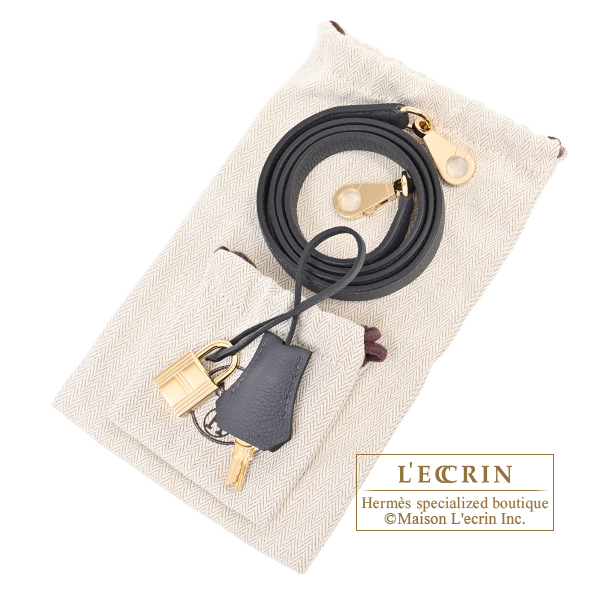 Hermes Kelly bag 28 Retourne Gris misty Togo leather Champagne gold hardware