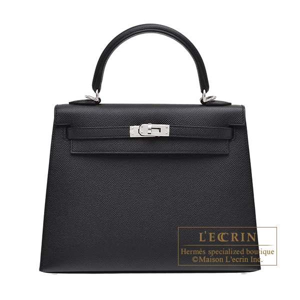 Hermes　Kelly bag 25　Sellier　Black　Epsom leather　Silver hardware