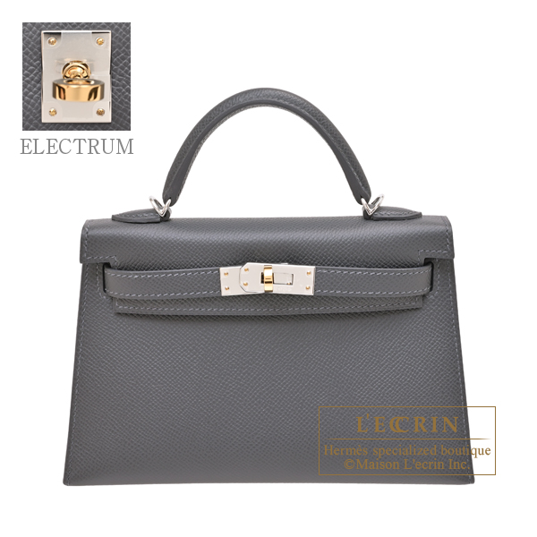 Hermes　Kelly bag mini Electrum　Sellier　Ardoise　Epsom leather　Electrum hardware