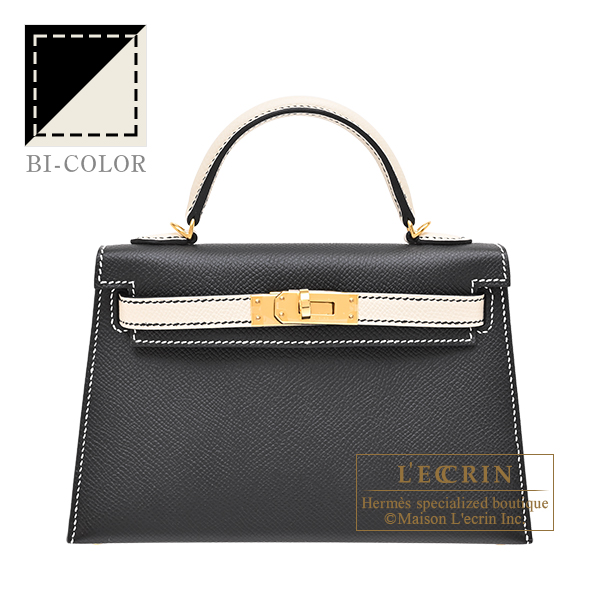 Hermes　Personal Kelly bag mini　Sellier　Black/Craie　Epsom leather　Gold hardware