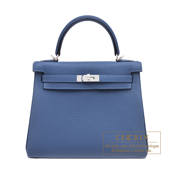 Hermes　Kelly bag 25　Retourne　Blue tie　Togo leather　Silver hardware