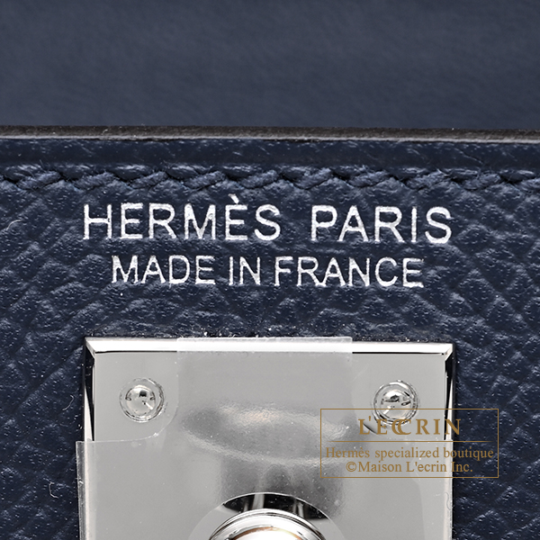 Hermes Kelly bag mini Tricolore Sellier Blue abysse/Blue tie/Gris pantin Epsom leather Silver hardware