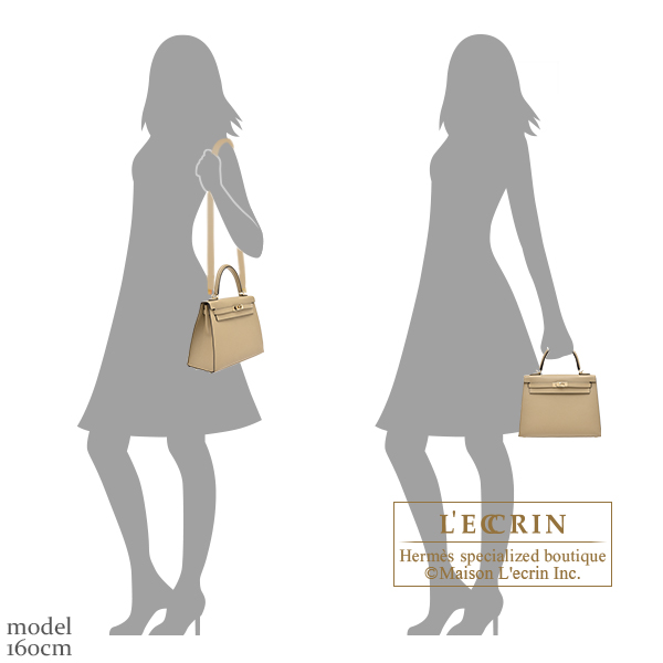 Hermes Kelly bag 25 Sellier Poussiere Epsom leather Champagne gold hardware