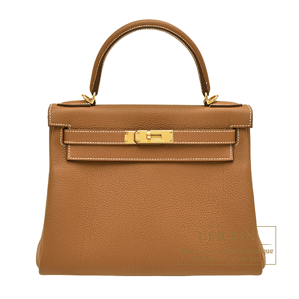 Hermes Kelly bag 28 Retourne Gold Togo leather Gold hardware
