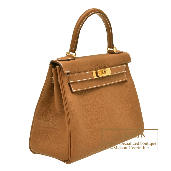 Hermes Kelly bag 28 Retourne Gold Togo leather Gold hardware